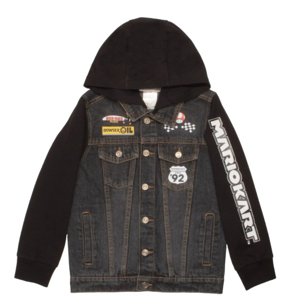 Nintendo Super Mario Bros Boys' Casual Fashion Hoodie Denim Kids Jacket